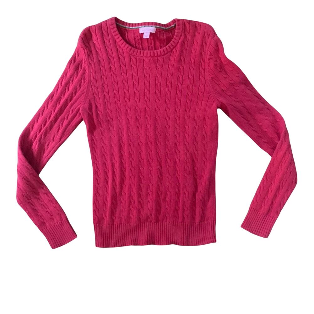 Lilly Pulitzer pink braided knit sweater woman’s size medium cotton